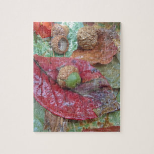Puzzle Maïs vert sur une feuille rouge