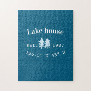 Puzzle Maison de lac ets. Date année coordonnées personna