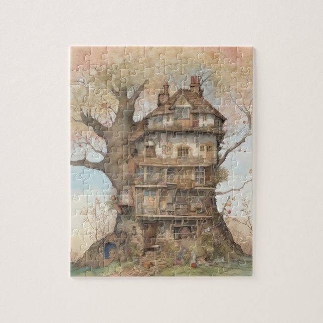Puzzle Maison de l'arbre d'aquarelle (Vertical)
