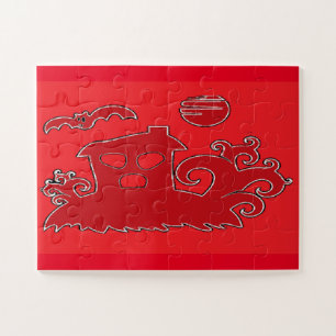 Puzzle Maison éffrayante rouge