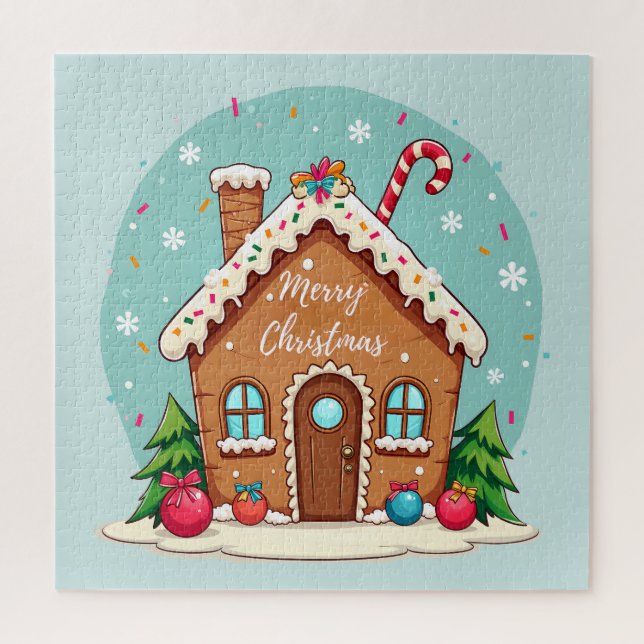 Puzzle Maison en pain d'épices de Whimsical scène de Noël (Vertical)