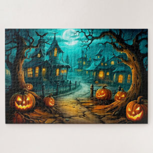 Puzzle Maison hantée effrayante d'Halloween après minuit