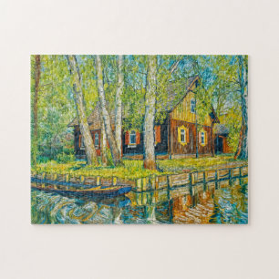 Puzzle Maison impressionniste de Spreewald au bord d'un c