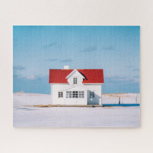 Puzzle Maison Lofoten Norvège Voyage en plein air Neige d