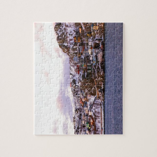 Puzzle Maisons De Jelly Bean Peintes Par Coucher De Solei (Vertical)