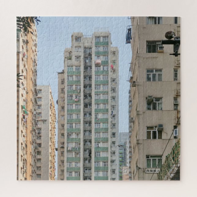 Puzzle maisons, gratte-ciel, hong kong, puzzle, ville, (Vertical)