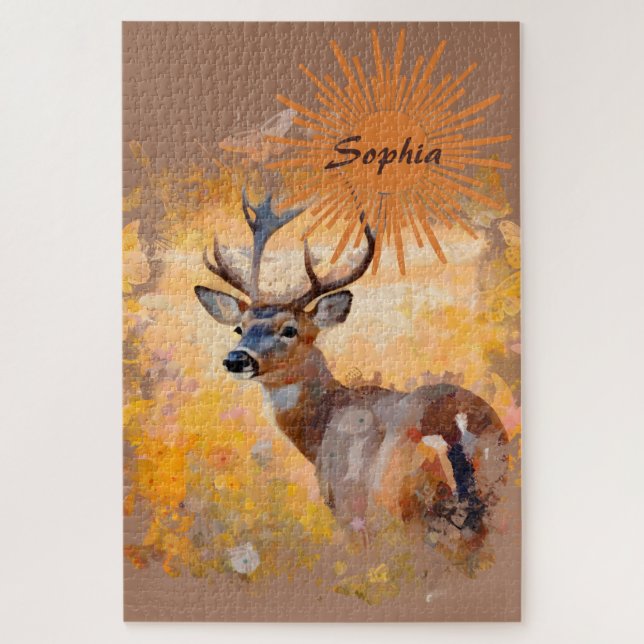 Puzzle Majestic Deer in a Field of Wildflowers (Vertical)