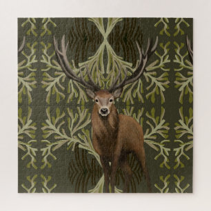 Puzzle Majestic Stag Abstraite Green Forest