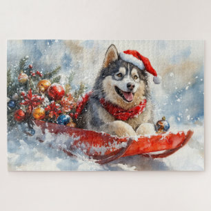 Puzzle Malamute d'Alaska en traîneau Laissez tomber la ne