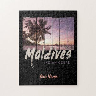Puzzle Maldives Océan Indien coucher de soleil vintage so