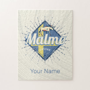 Puzzle Malmo Suède Drapeau Vintage Moose Souvenir