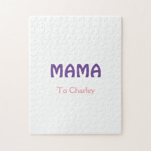 Puzzle Mama happy mothers retro purple add name text vint
