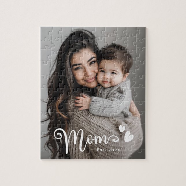 Puzzle Maman est année coeurs superposer photo (Vertical)
