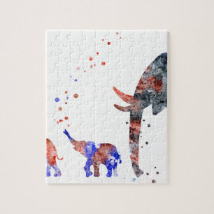 Puzzle Maman et bébés éléphant, famille d'éléphant