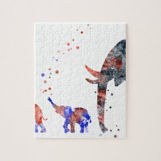 Puzzle Maman et bébés éléphant, famille d'éléphant