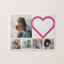 Maman Famille Photo Collage Coeur rose