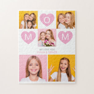 Puzzle Maman Nous T'aimons Noms des Enfants Photo Collage