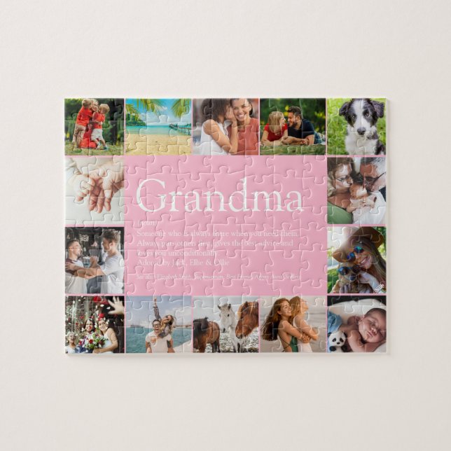 Puzzle Mamie, Mamie, Nana Définition 14 Photo Rose (Horizontal)