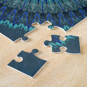 Puzzle Mandala bleu rougeoyant
