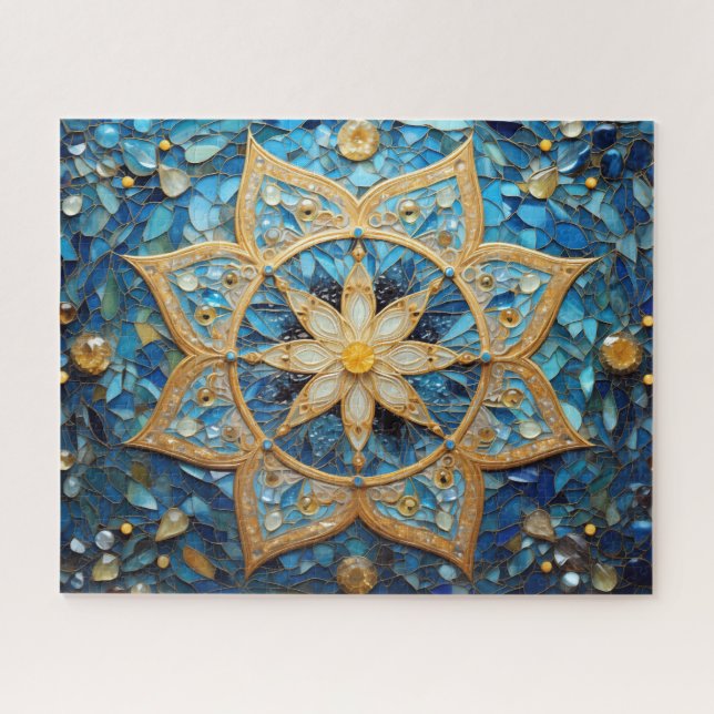 Puzzle Mandala Blue Gold (Horizontal)