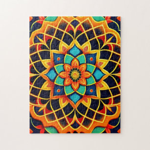 Puzzle Mandala coloré de style vitral