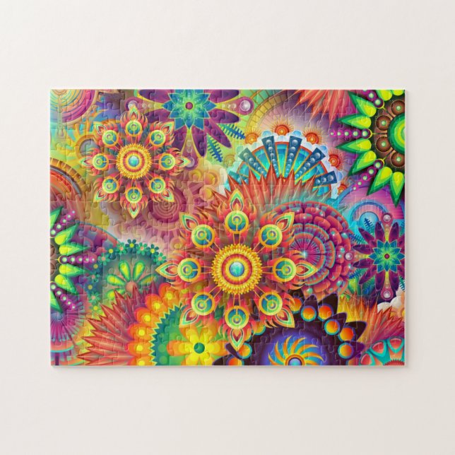 Puzzle Mandala Colorful Paisley Cadeau Motif (Horizontal)