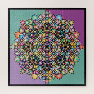Puzzle Mandala de grande couleur 4 Carrés : Aubergreen