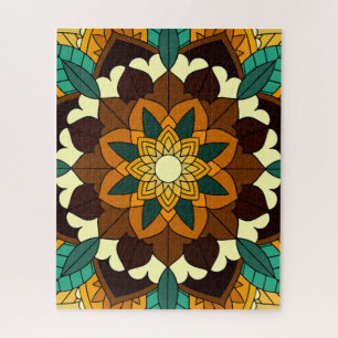 Puzzle Mandala Motif 2002 en jaune et bronzette