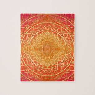 Puzzle Mandala or rouge orange