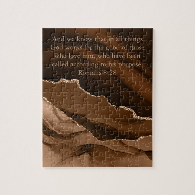 Puzzle Marbre Agate Brown Or Bible Verse Romans 8 (Vertical)