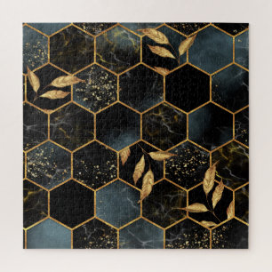 Puzzle Marbre et or élégant : Texture Hexagon Abstraite