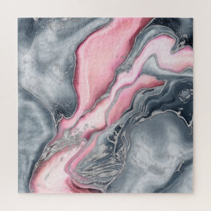 Puzzle Marbre rose noir - rose pastel, gris et argent