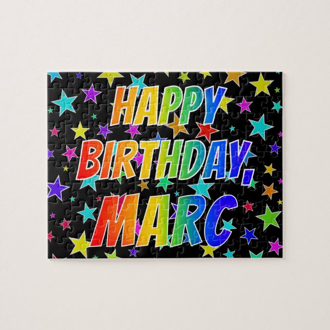 Puzzle "MARC" Prénom, Amusant "HEUREUX ANNIVERSAIRE" (Horizontal)