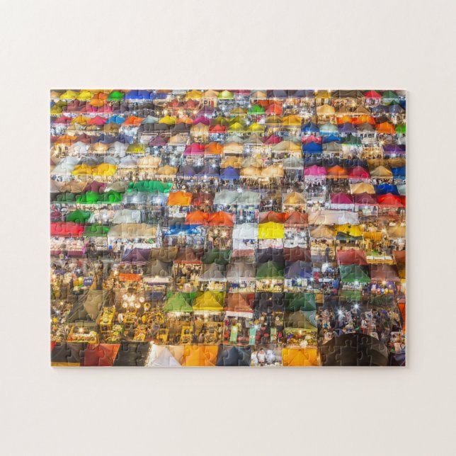 Puzzle Marché alimentaire de rue Rod Fai Bangkok Thaïland (Horizontal)