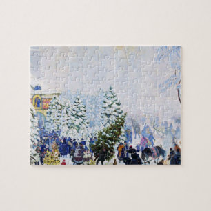 Puzzle Marché des Arbres de Noël en Russie (Boris Kustodi