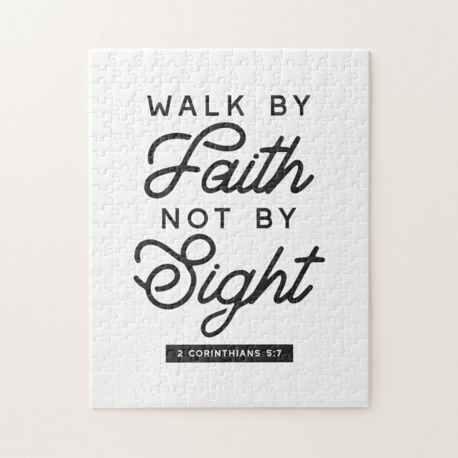 Puzzle "Marcher par la foi" Bible Verse Typographie Desig (Vertical)