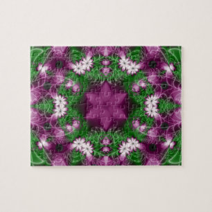Puzzle Marguerites Violet et vert Fractage Art
