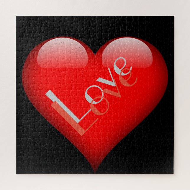 Puzzle Mariage Amour Parisien Attrayant Cœur Rouge (Vertical)
