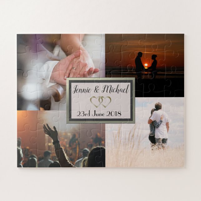 Puzzle Mariage Collage photo personnalisé (Horizontal)