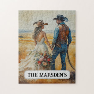 Puzzle Mariage Country Western Aquarelle