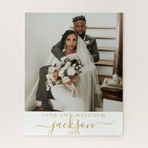 Puzzle Mariage Photo Gold Nom Monogramme