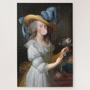 Puzzle Marie Antoinette soufflant un bubble gum rose