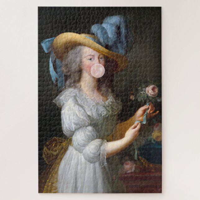 Puzzle Marie Antoinette soufflant une gomme à bulle rose (Vertical)