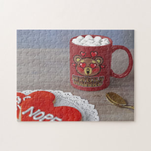 Puzzle Marié Valentines Jour Café Coeurs de Mug Ours