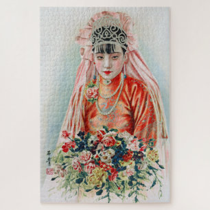 Puzzle Mariée en rouge lors d'un mariage chinois à Shangh