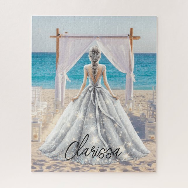 Puzzle Mariée Mariage Jour Plage Mariage Fancy Gown (Vertical)