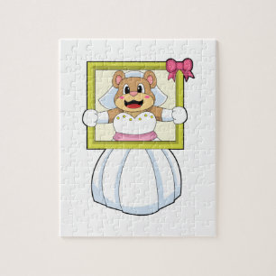 Puzzle Mariée Ours avec robe de mariée & cadre photo.p