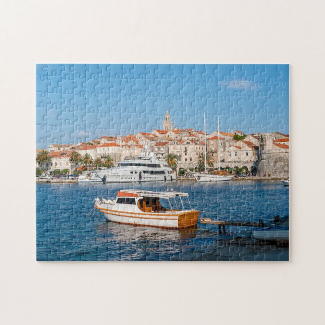 Puzzle Marina de la ville de Korcula - Dalmatie, Croatie (Horizontal)