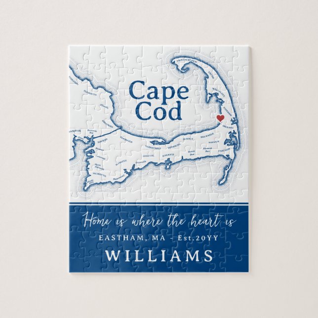 Puzzle Marine Blue Cape Cod Carte Nouveau Home (Vertical)
