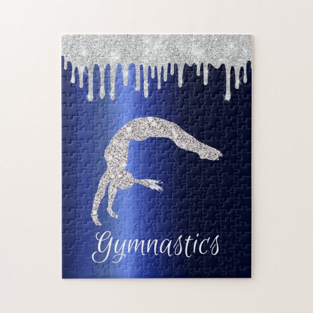 Puzzle Marine Blue Metallic Argent Sparkle Gymnastique (Vertical)